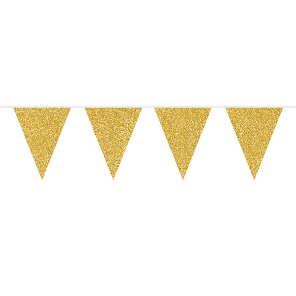 Vlaggenlijn Glitter Goud, 6mtr.