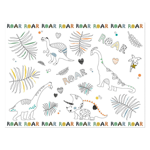 Kleurplaat Placemat Dino Roars, 6st.