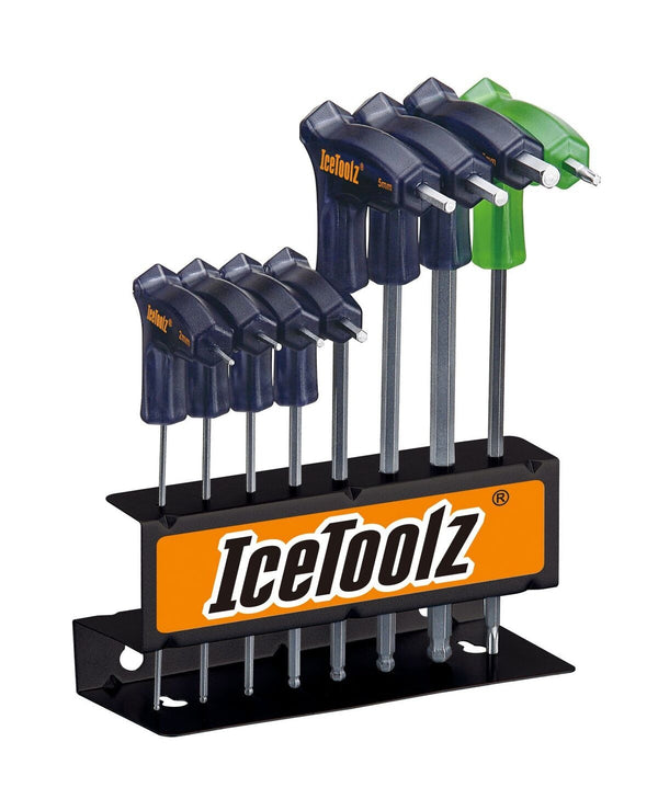 Inbussleutelset IceToolz 7M85 "Twin Head" met opbergstandaard