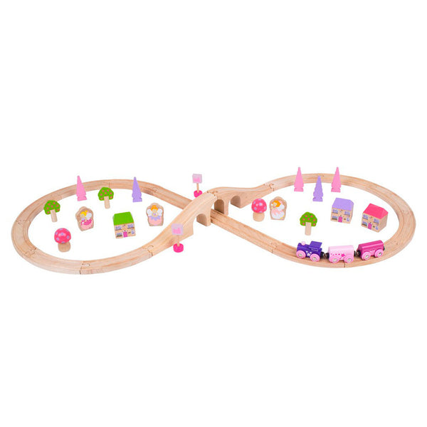 Bigjigs Houten Treinset - Roze, 40dlg.