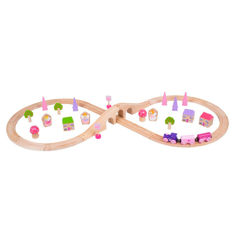 Bigjigs Houten Treinset - Roze, 40dlg.