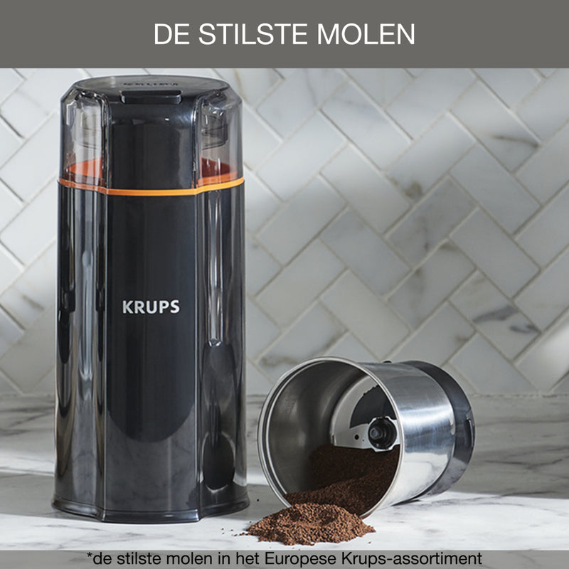 Krups GX3328 Silent Vortex Elektrische Koffiemolen Zwart/Oranje