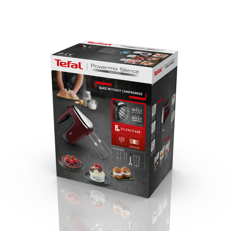 Tefal HT6525 Powermix Silence Handmixer Rood/Zilver