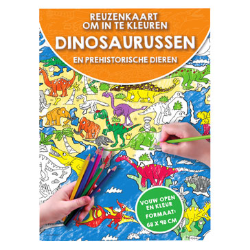 Reuzenkaart om in te Kleuren Dinosaurussen