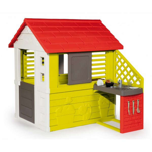 Smoby Speelhuis Pretty + Keuken + 17 Accessoires 145x110x127 cm Groen/Oranje