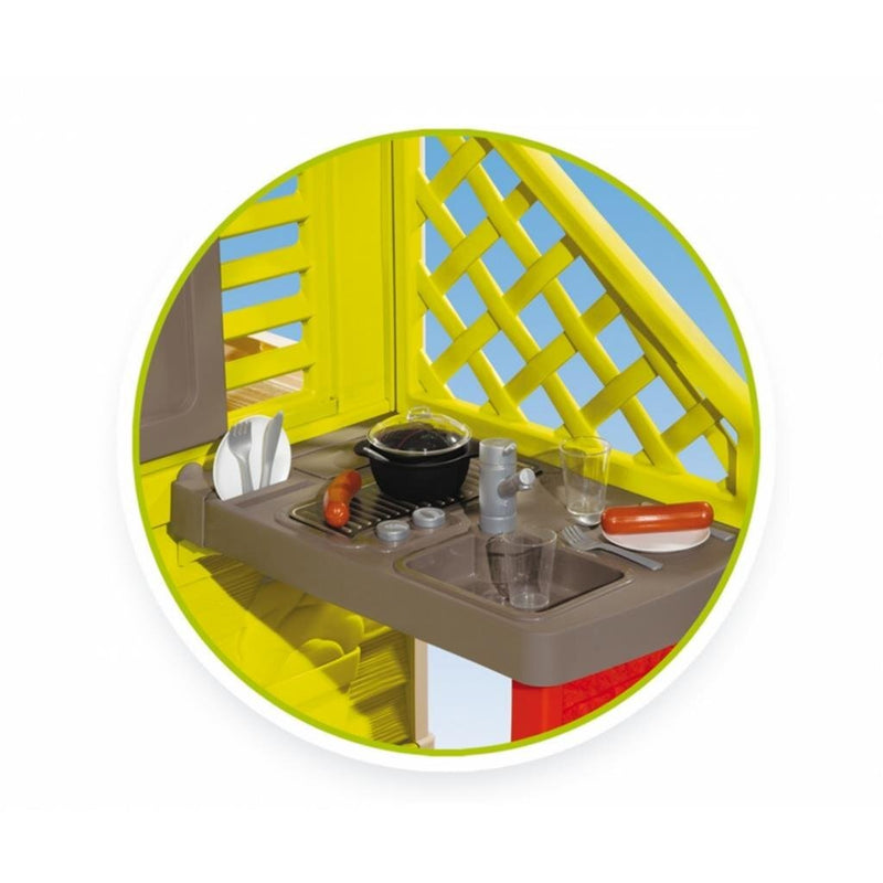 Smoby Speelhuis Pretty + Keuken + 17 Accessoires 145x110x127 cm Groen/Oranje