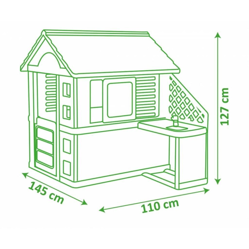 Smoby Speelhuis Pretty + Keuken + 17 Accessoires 145x110x127 cm Groen/Oranje