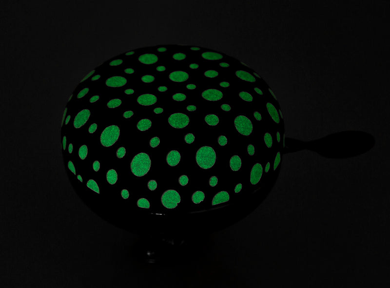 Fietsbel Ding-Dong M-Wave ø80mm - black with white fluorescent dots