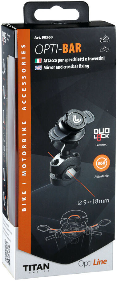 Lampa Opti-Bar spiegel en dwarsstang bevestiging (ø9 t/m 18 mm)