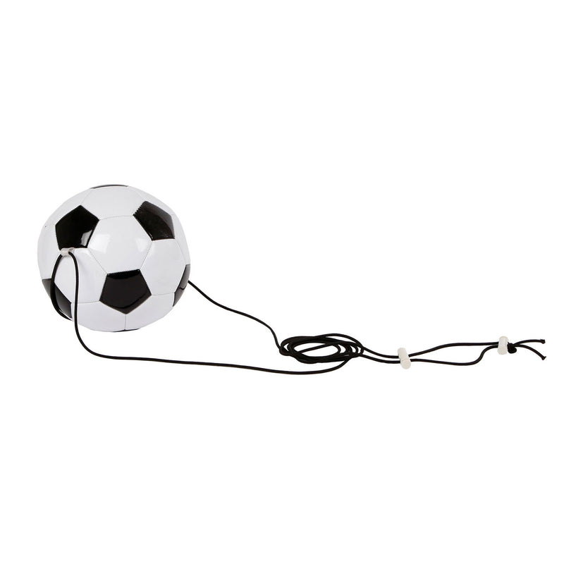 voetbal met elastiek 19 cm kunstleer zwart/wit