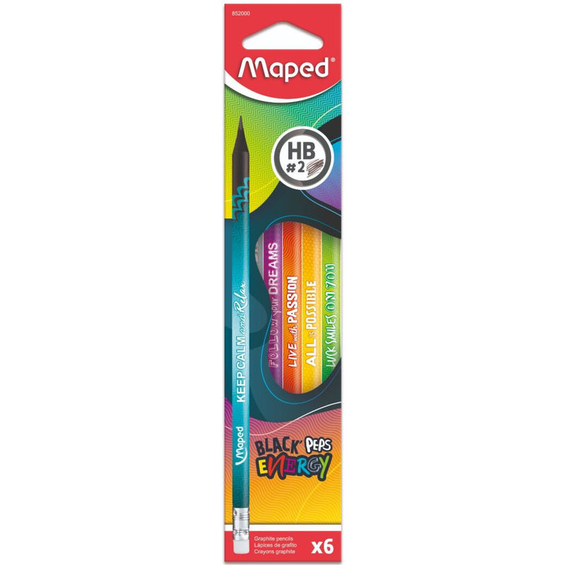 Maped Black Peps Energy HB2 Potloden 6 Stuks