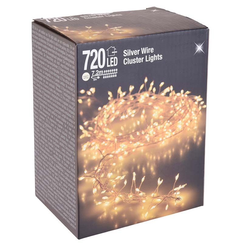 Zilverdraad - cluster - 720LED - warm wit