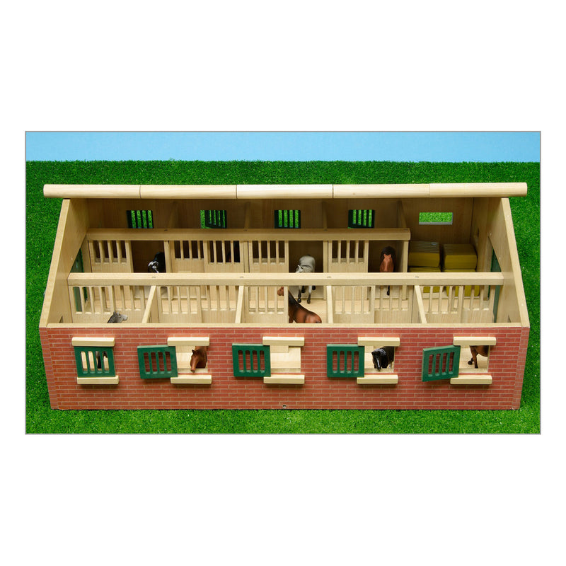 Kids Globe Paardenstal Hout Met 9 Paardenboxen 1:32