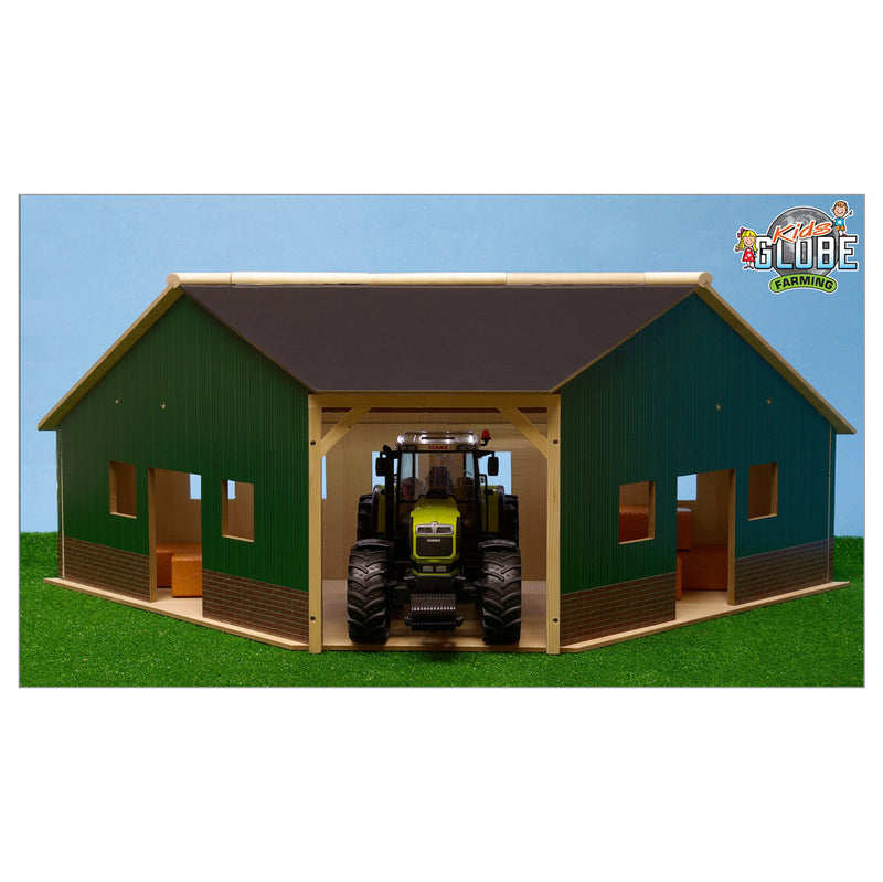 Kids Globe Loods Hoek Hout Voor 2 Tractoren 1:16