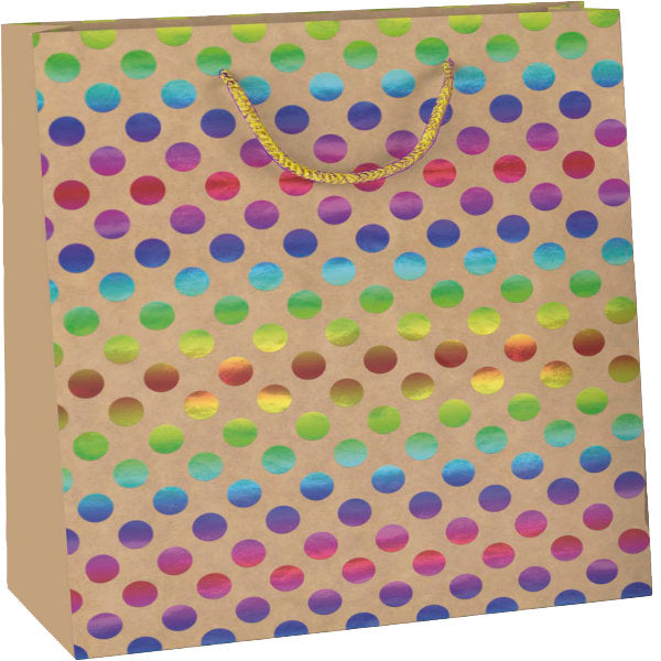 Papieren cadeau tas L Rainbow Dots