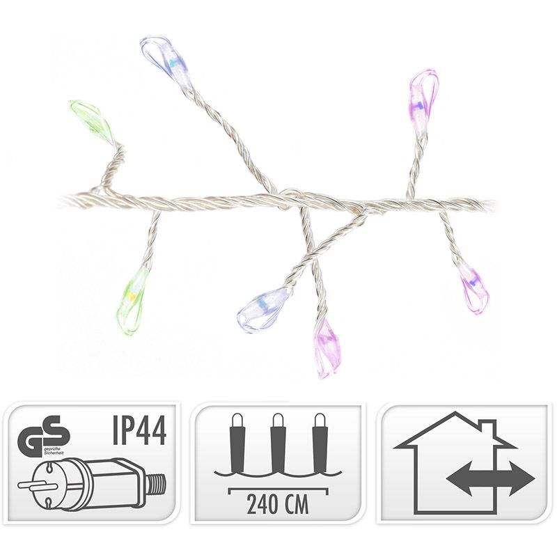 Zilverdraad - cluster - 240LED - multicolor