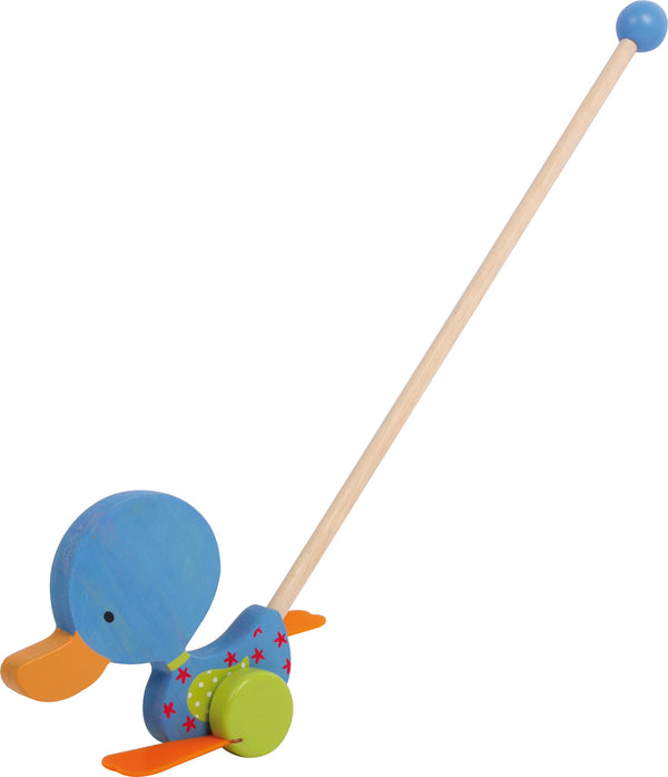 Small Foot - Houten Duwfiguur Eend Matteo met Stok