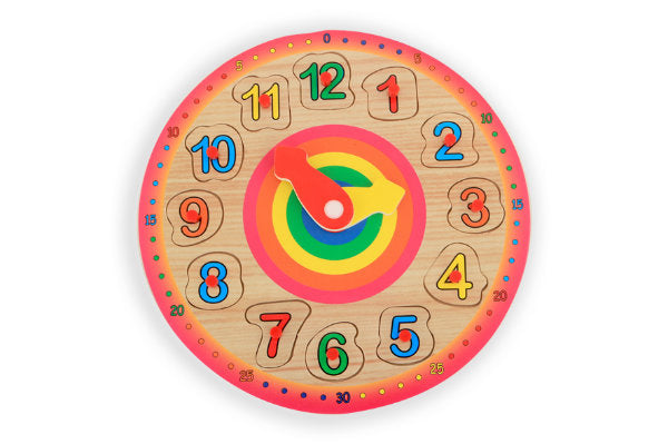 Houten puzzel klok met cijfers 78003