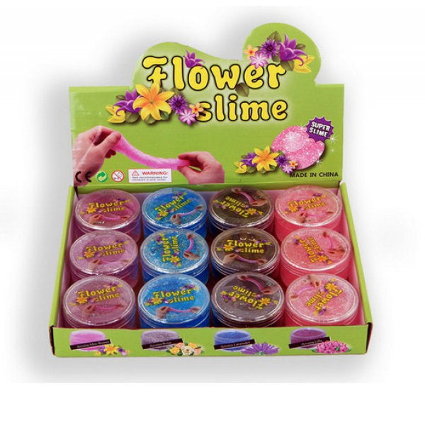 12 Slime flower met glitter 120gr 8455