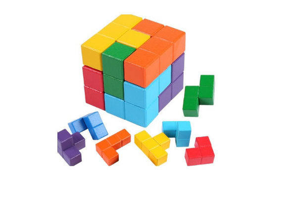 Houten magische kubus in doos 7,5 cm