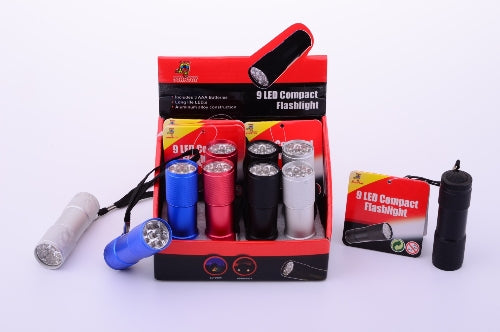 12 zaklamp 9 LED incl.batterijen 29444