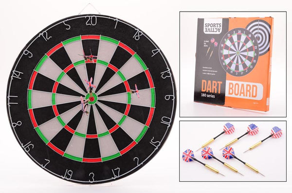 Sports Active Dartbord 45x2 cm met 6 darts in doos