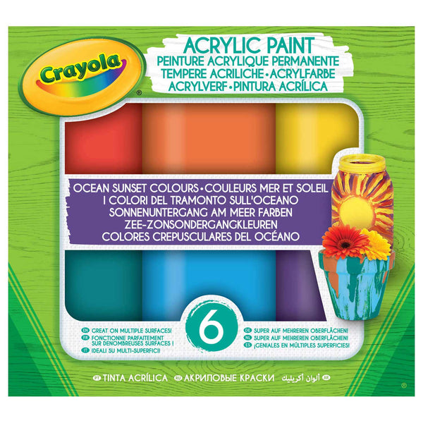 Crayola Acryl verf Ocean-Sunset tinten - 6 stuks