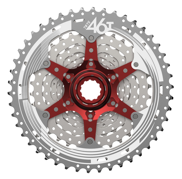 Cassette 10 speed Sunrace CS-MX3 11-42T - zilver/rood