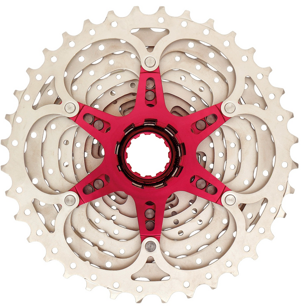 Cassette 10 speed Sunrace CS-MX0 11-36T - zilver/rood