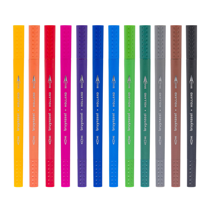 Bruynzeel Fineliner Brushpennen, 12st.