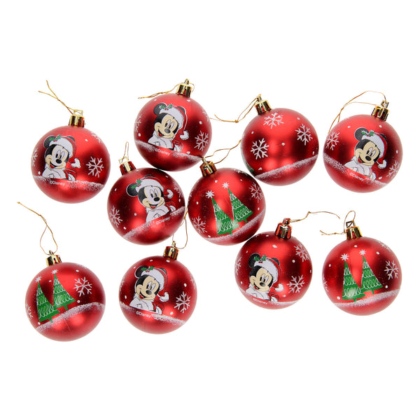 Kinder Kerstballen Mickey Rood, 10x6cm