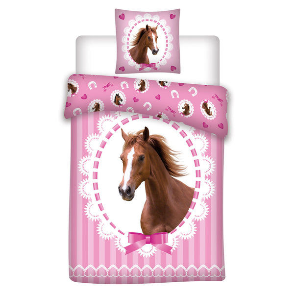 Dekbedovertrek Paard Roze, 140x200cm