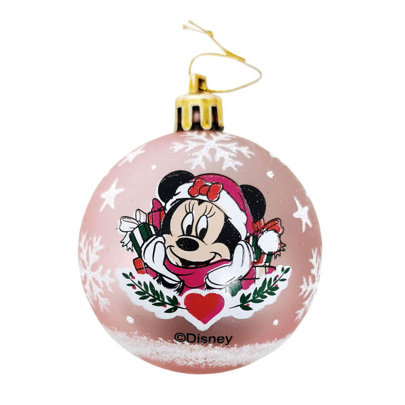 Kinder Kerstballen Minnie Mouse Roze , 10st.