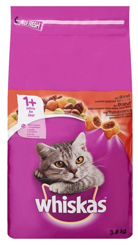 Whiskas Droog Adult Rund 3,8 KG