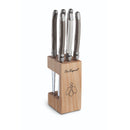 Lou Laguiole Steakmessen Mixed Colors 6 Stuks + Houten Blok