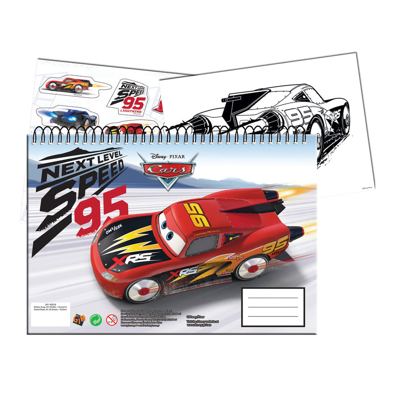 Cars 3 Schetsboek A4 met Stickers