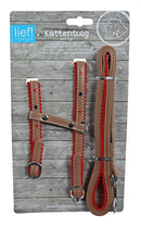 Lief! Kattentuig Met Looplijn Unisex Bruin / Rood Onderlegd 35 CM - 130 CM