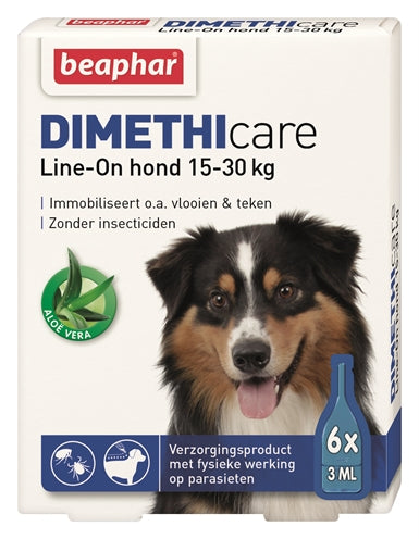 Beaphar Dimethicare Line-on Hond Tegen Vlooien En Teken 15-30 KG 6 PIP 3 ML