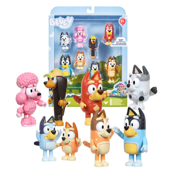 Bluey Speelfiguren Familie & Vrienden, 8st.
