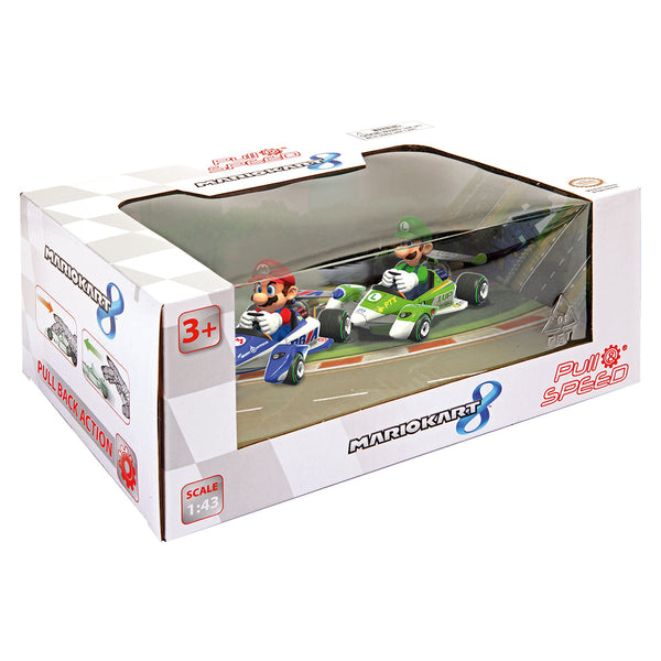 Super Mario Pull Back Raceauto Set, 2dlg.
