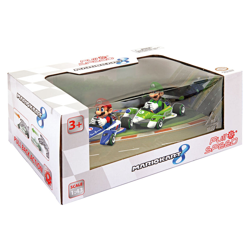 Super Mario Pull Back Raceauto Set, 2dlg.