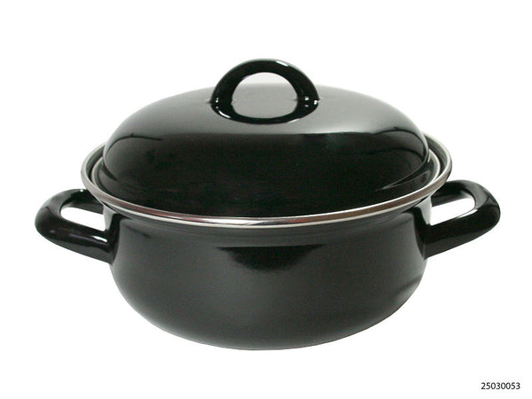 Braadpan 22 cm. emaille zwart