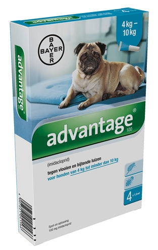 Bayer Advantage Hond 4 Pipetten 100 4-10KG 4 PIP