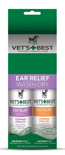 Vets Best Ear Wash & Dry Combo Pack 2X120 ML