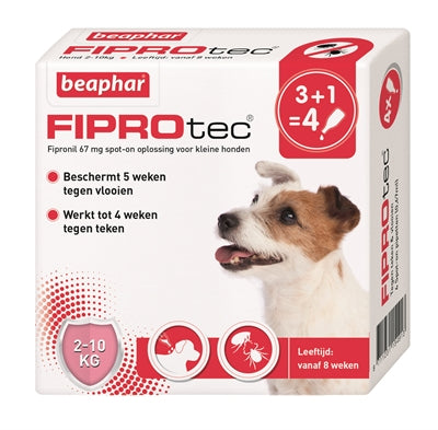 Beaphar Fiprotec Hond Tegen Teken En Vlooien 2-10 KG 3+1 PIP