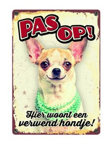 Plenty Gifts Waakbord Blik Verwend Hondje 15X21 CM