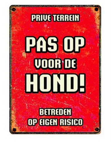 Plenty Gifts Waakbord Blik Pas Op Voor De Hond 15X21 CM