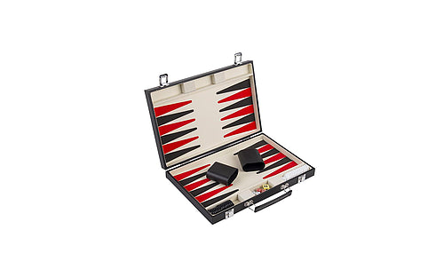 Backgammon in 15 inch lederen koffer 36x36x5cm