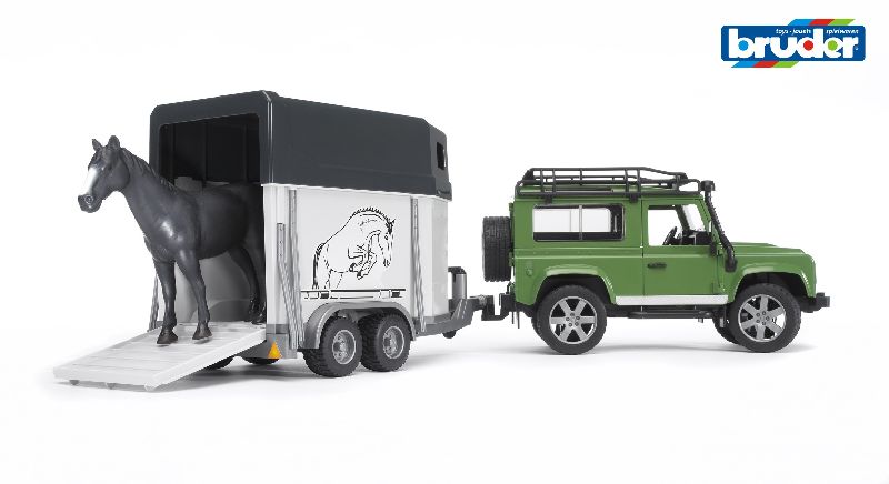 Bruder Land Rover Defender met paardentransport inclusief pa