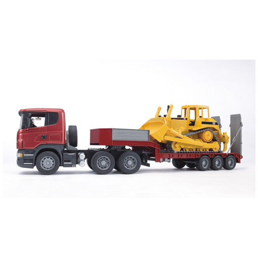Bruder Vrachtwagen Scania + Caterpillar Bulldozer